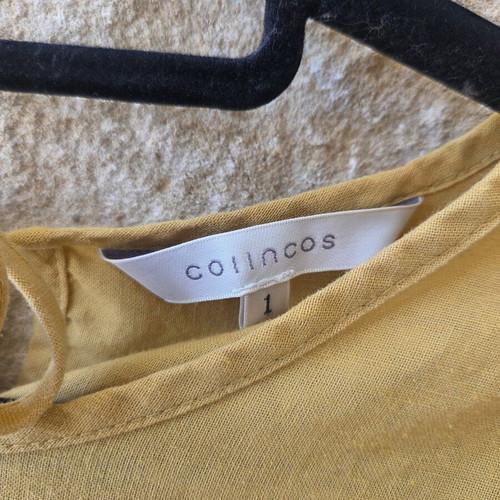 Linen Ruffle Sleeve Top like new, yellow, size XS