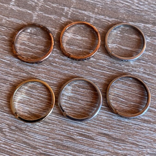 Metal rings set of 6 used, gold and silver colors