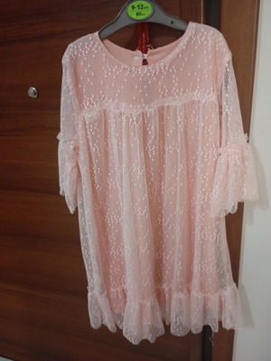 Evita pink children's dress with lace