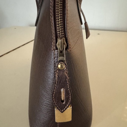Pourchet Paris leather handbag like new, dark brown