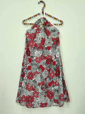 Women's summer mini midi dress halter neck floral print 100% cotton new XXL