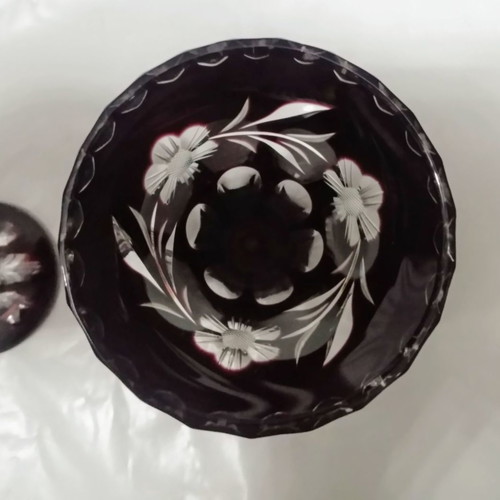 Nachtmann Rose amethyst purple vase pair Germany 50' new