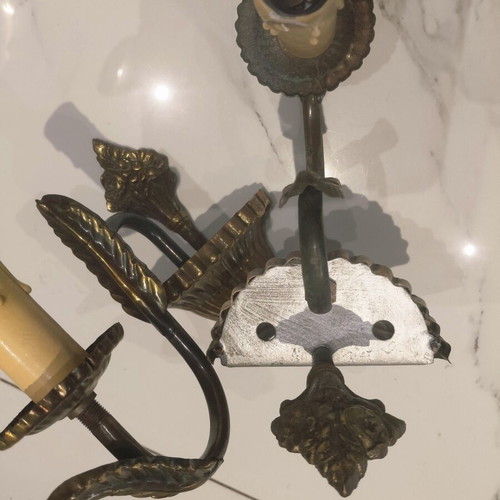 Two vintage brass wall sconces from the 1960s