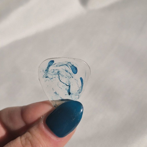 Handmade guitar pick from blue resin glass new