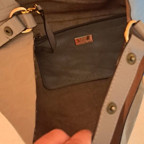 Carolina Herrera leather shoulder bag used, grey beige