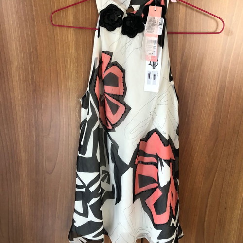 Lipsy London blouse new, size M, 100% silk, white-black