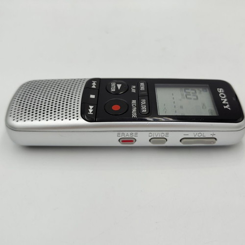 Sony ICD-BX140 voice recorder used with headphones