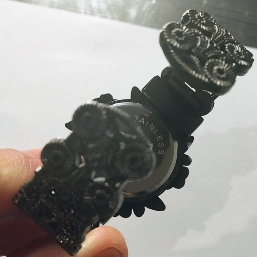 Orsalia Vintage floral quartz watch new, black-gray