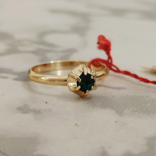 Vintage women's and children's ring 1960s, green and gold