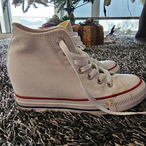 Converse All Star athletic shoes used, white, size 37.5 with high hidden insole