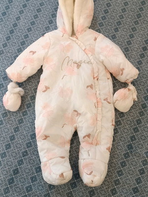 Full baby jumpsuit like new for girls with mittens