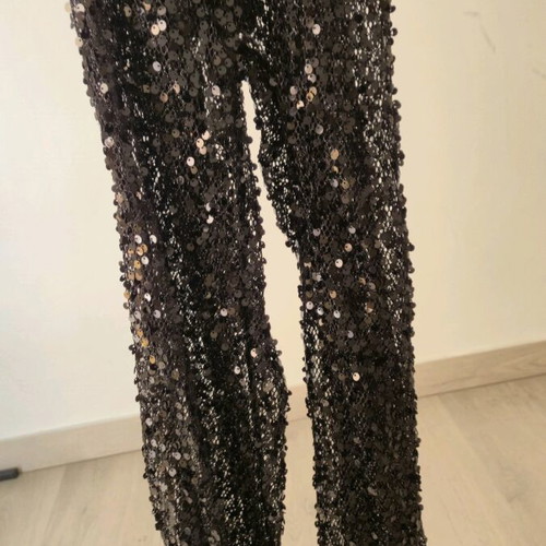 Stradivarius pants black transparent with sequins like new