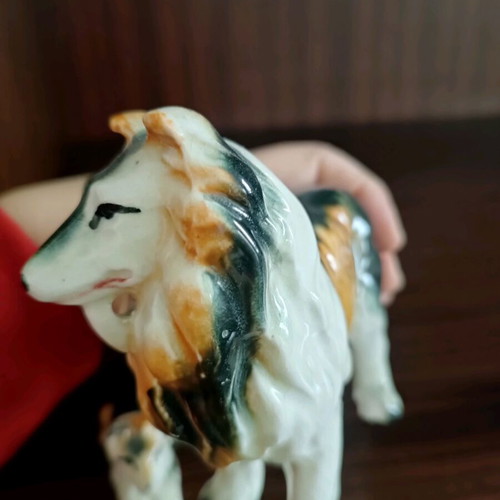 Collie dog decorative figures used, vintage style