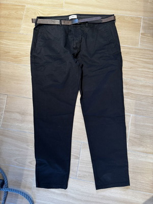 Pull & Bear men's fabric pants with belt like new, black, size EUR 50