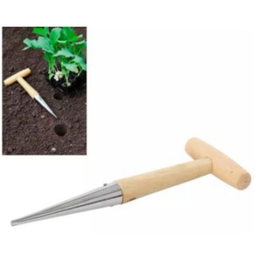 Seed planter with wooden handle and steel tip 270mm new