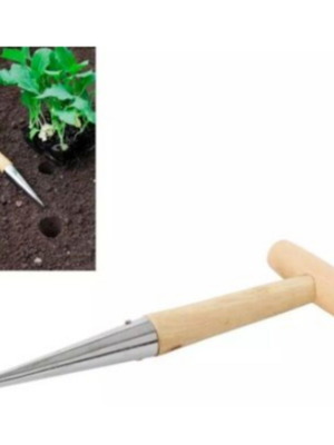 Seed planter with wooden handle and steel tip 270mm new
