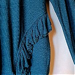  Γυναικείο κυπαρισσί πουλόβερ με λαιμόκοψη και βολάν, Large