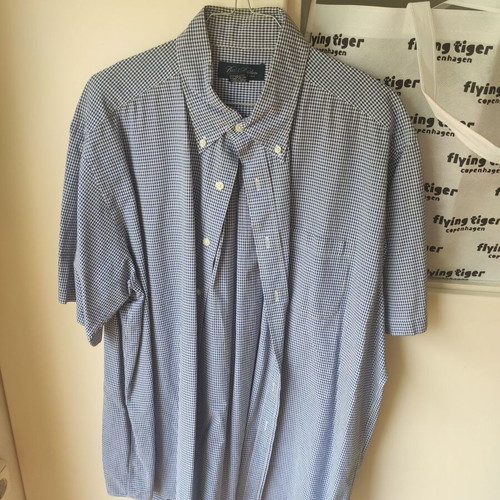 Brooks Brothers short-sleeve men's shirt white blue like new, sizes L XL XXL
