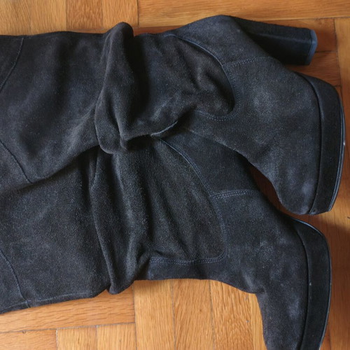 DM ONDAS women's black suede boots size 40, thick heel and platform