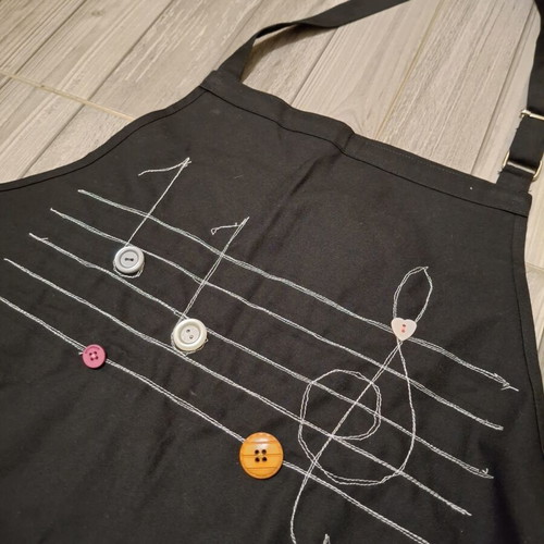 Handmade Cooking Apron Musical Staff Design new