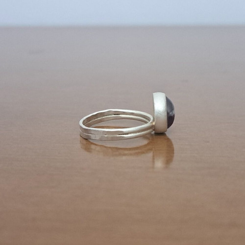 Handmade silver ring with fluorite, like new