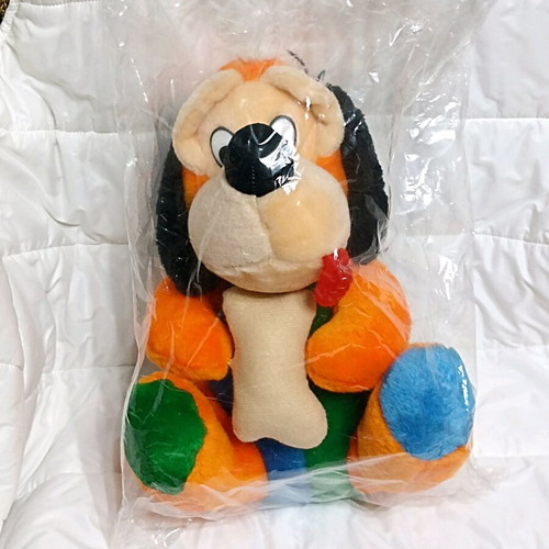 Furry dog plush new, about 30 cm, colorful