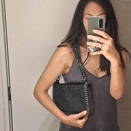 Zara Woman Shoulder Bag like new, black, silver chain, ponyskin type