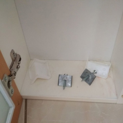 Bathroom cabinet used, lacquered ecru with oak frame and frosted glass door