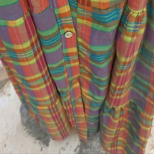 Maxi dress colorful check viscose 33% size S/M new with belt