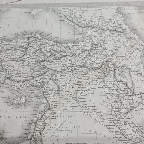 Authentic 1850 map of Turkey in Asia showing Cyprus and eastern coasts