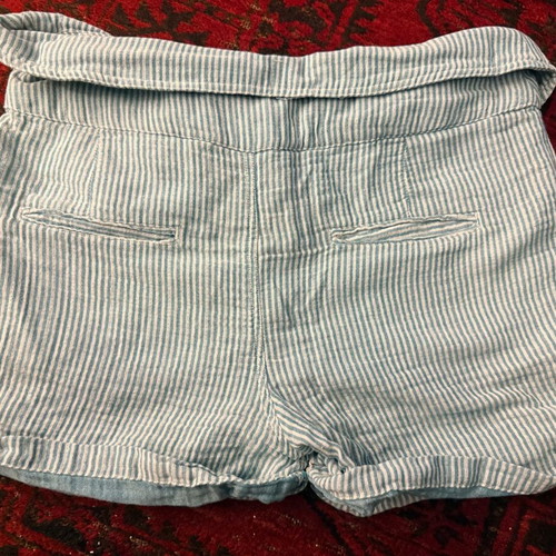 H&M striped high-waisted shorts used, turquoise cotton, size L 40 12