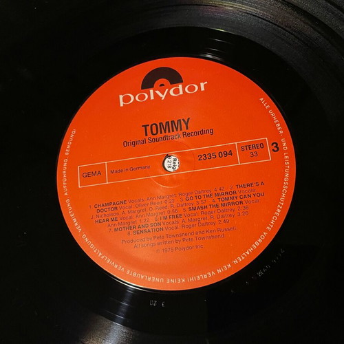 Tommy The Movie soundtrack used, double LP rock