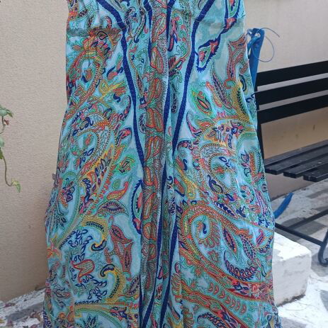 Boho long dress 100% silk backless new, one size