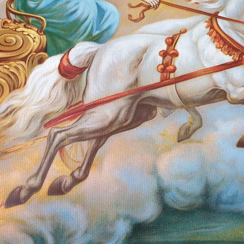 Prophet Elias Lithograph used, old, on chariot