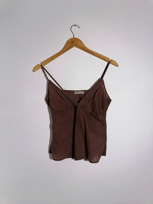 Clockhouse sleeveless blouse used, brown, size 36