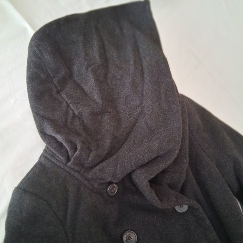 Zara Basic women's coat with hood and belt, like new, charcoal, M
