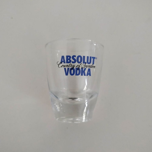 Set of 5 used glass shot glasses with liquor logos