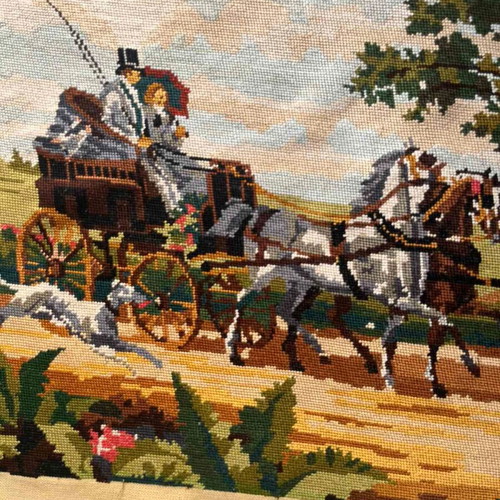 Handmade textile painting used, 0.66x0.39 m