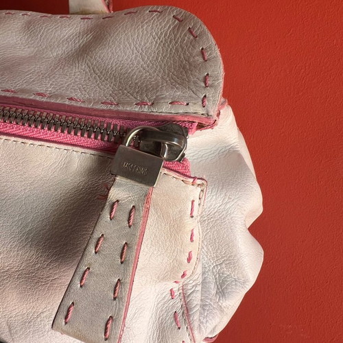 Moschino white leather handbag used, shoulder or hand bag