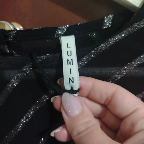 Lumina sheer blouse like new with impressive sleeves, black and grey