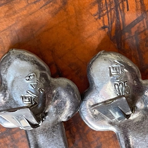 Silver earrings antique large branded used handmade 925