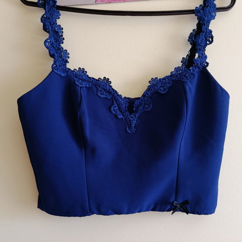 Suit set with top and flared pants blue new