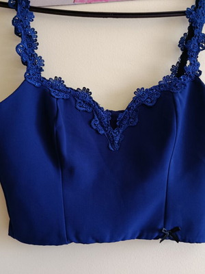 Suit set with top and flared pants blue new