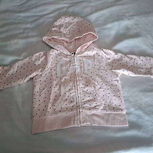 Baby Gap pink hoodie jacket used with dots 6-12 months