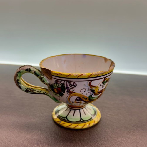 Italian Majolica Pottery 18th Century Used Hand-Painted