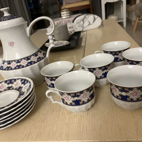 Vintage Schwarzenhammer Bavaria Porcelain Tea and Coffee Set for 6, like new