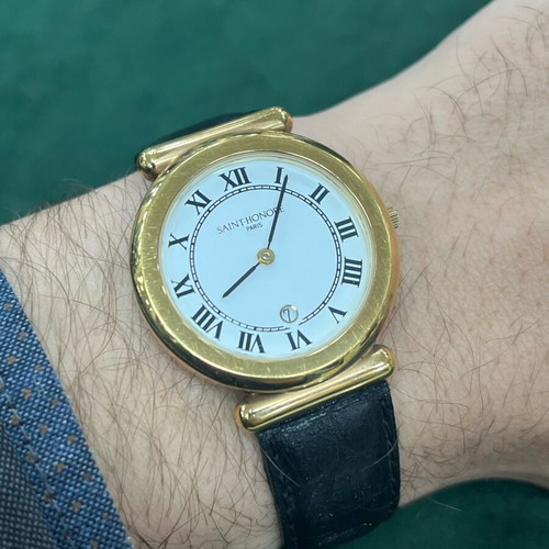 Saint Honore watch used with Quartz mechanism, white and gold