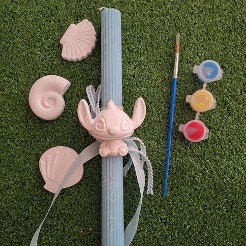 Stitch Easter Candle "Paint It" new with ceramic decorations
