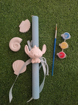 Stitch Easter Candle "Paint It" new with ceramic decorations