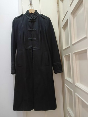 Zara women's wool coat with embroidery, black, size M